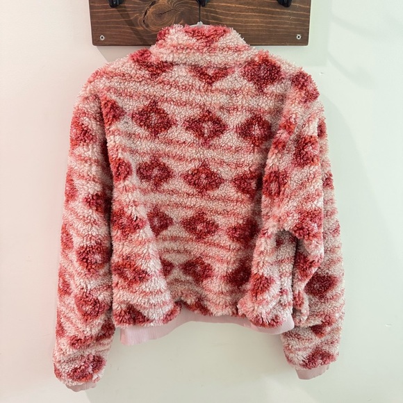 Lucky Brand Hi Pile Half Zip Pullover Pink Aztec Medium - Picture 8 of 8